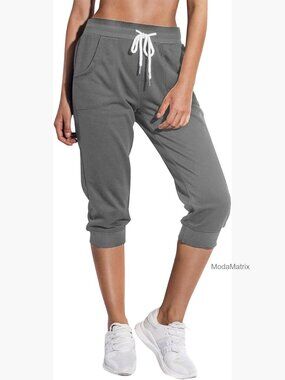 Women's Capri Sweatpants Jogger Lounge Pockets Drawstring